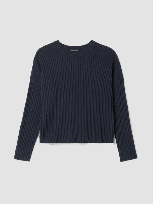 Cotton and Recycled Cashmere Crew Neck Box-Top