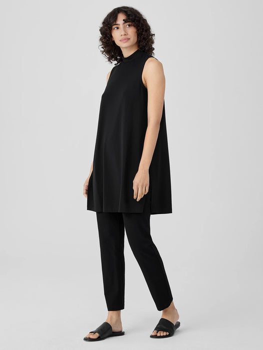 Stretch Jersey Knit Mock Neck Long Tank