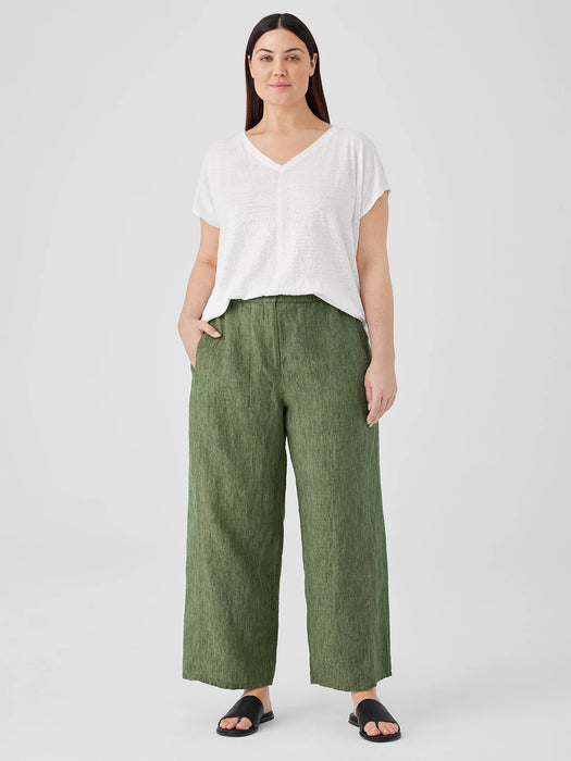 Washed Organic Linen D&eacute;lav&eacute; Wide Trouser Pant