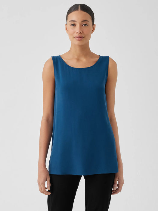 Silk Georgette Crepe&nbsp;Ballet Neck Long Tank
