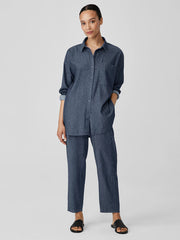 Airy Organic Cotton Twill Classic Collar Long Shirt