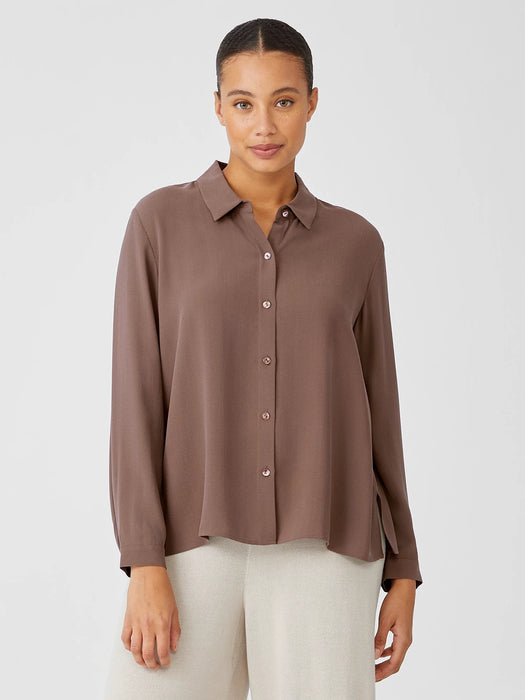 Silk Georgette Crepe Classic Collar Shirt