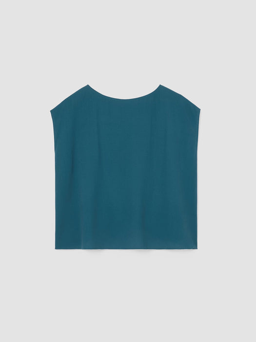 Silk Georgette Crepe Shirred-Back Top