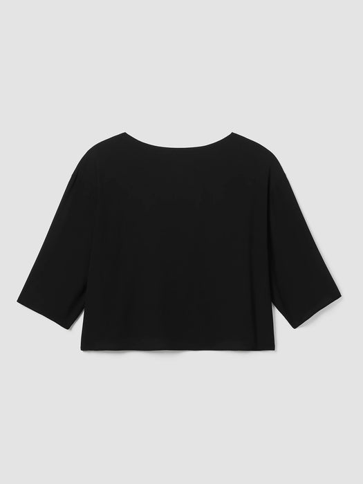 Silk Georgette Crepe Bateau Neck Box-Top