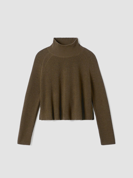 Merino Cropped Turtleneck Top in Regenerative Wool