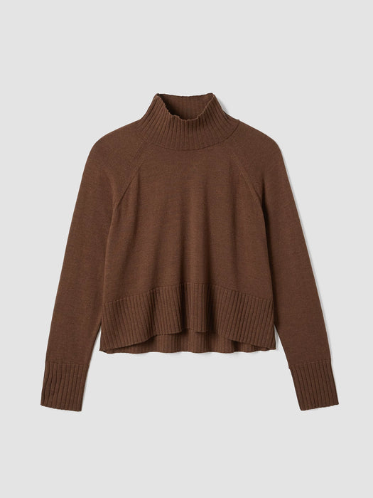Merino Jersey Turtleneck Top in Regenerative Wool