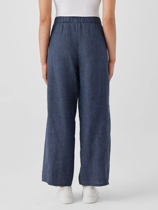 Washed Organic Linen D&eacute;lav&eacute; Wide Trouser Pant