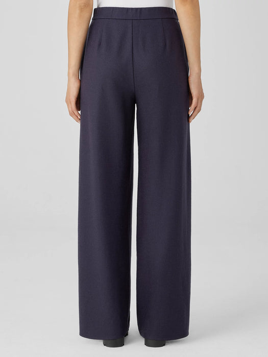 Boiled Wool Jersey Pleated Wide-Leg Pant