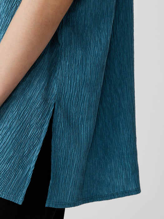 Woven Pliss&eacute; V-Neck Top