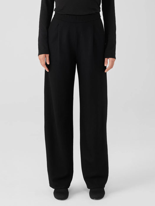 Boiled Wool Jersey Pleated Wide-Leg Pant