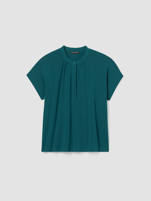 Fine Jersey Band Collar Top