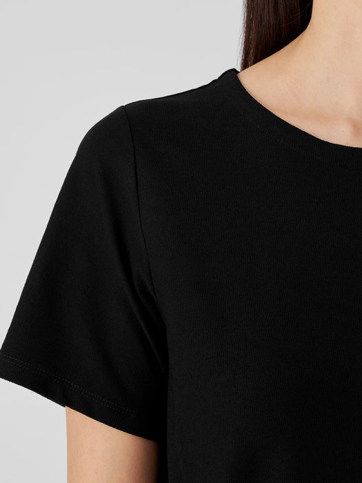 Washable Stretch Crepe Jewel Neck Dress