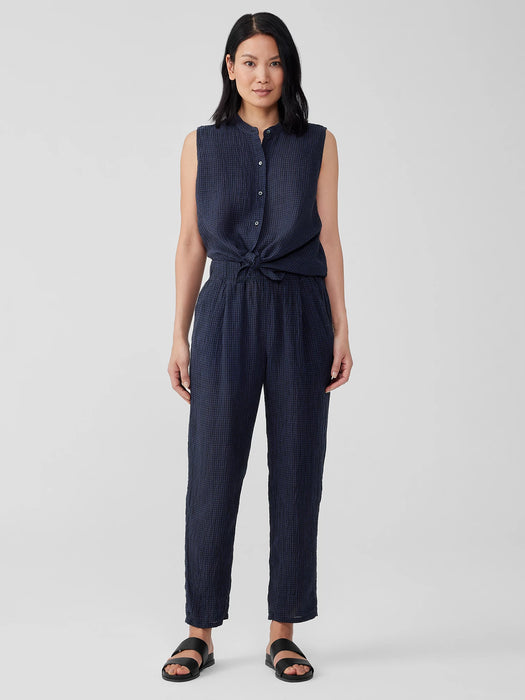 Puckered Organic Linen Tapered Pant