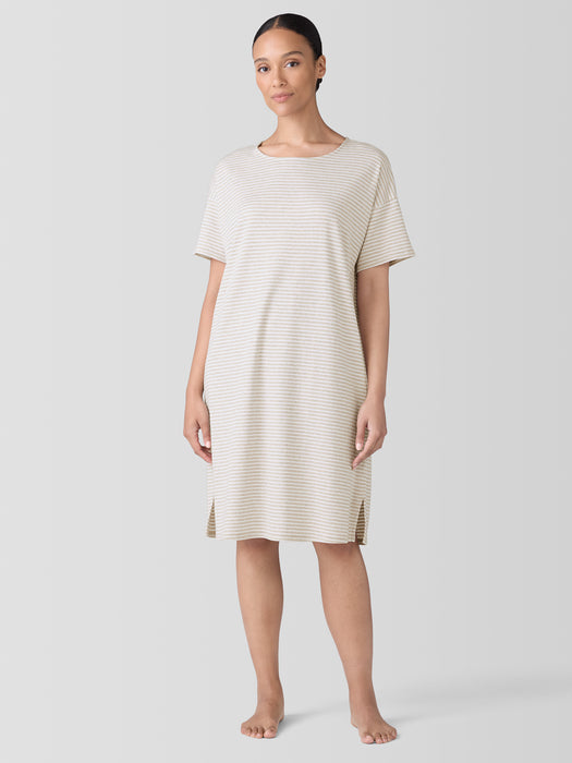 Striped Organic Cotton Interlock Sleep Dress