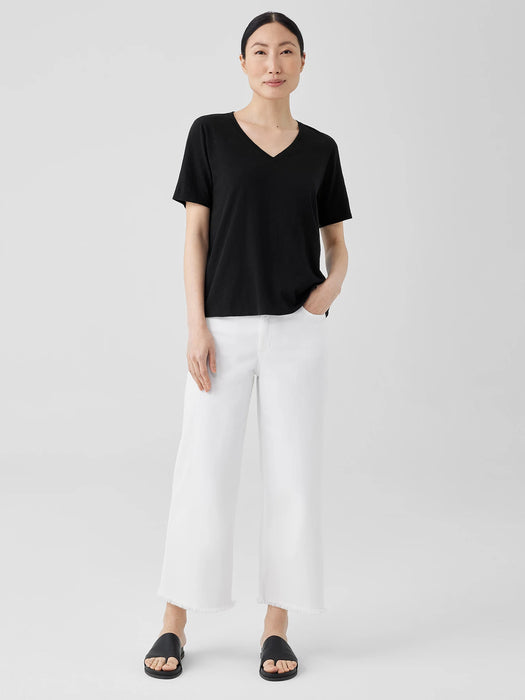 Organic Cotton Slubby Jersey V-Neck Tee