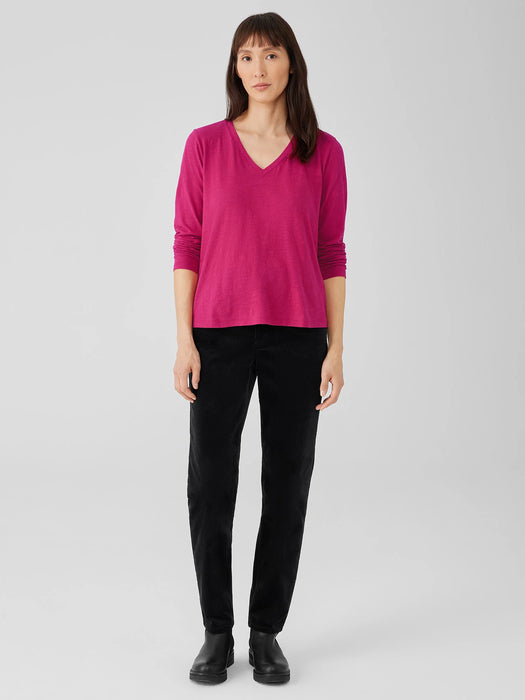 Organic Cotton Slub V-Neck Top