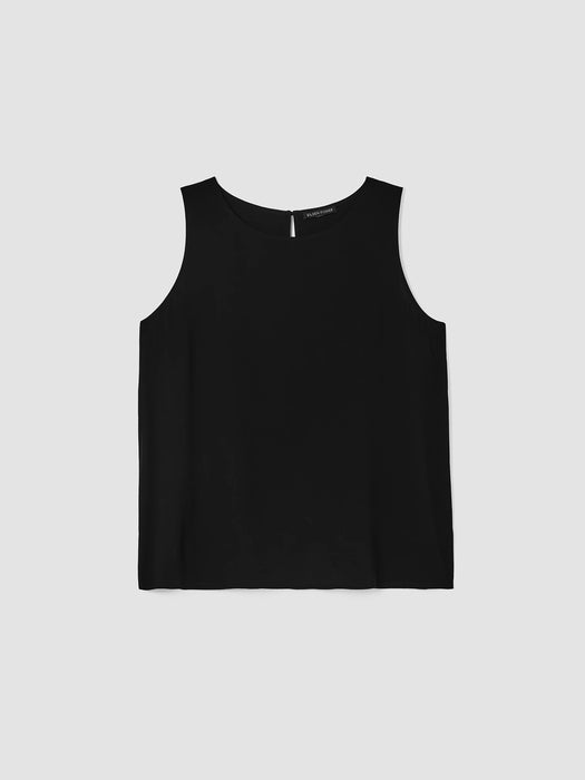 Silk Georgette Crepe Jewel Neck Tank