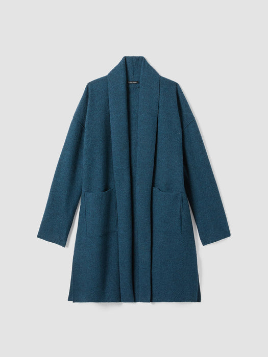 Lightweight Boiled&nbsp;Wool High Collar Coat in Regenerative Wool