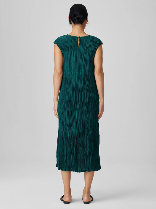 Crushed Silk Jewel Neck&nbsp;Tiered Dress