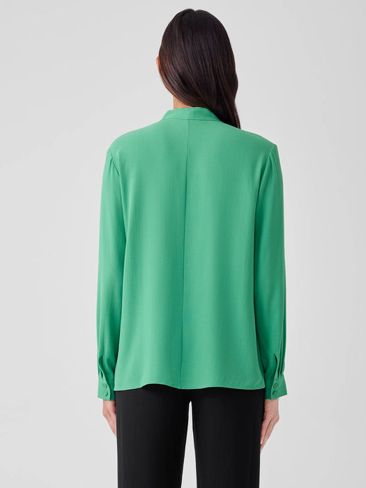 Silk Georgette Crepe V-Neck Top