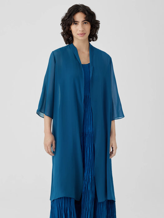 Sheer Silk Georgette High Collar Jacket