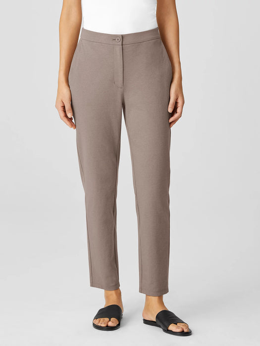 Cotton Blend Ponte High-Waisted Slim Pant