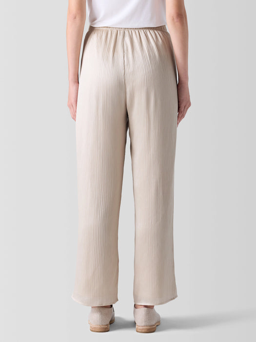 Striated Silk Satin Straight Pant