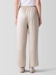 Striated Silk Satin Straight Pant