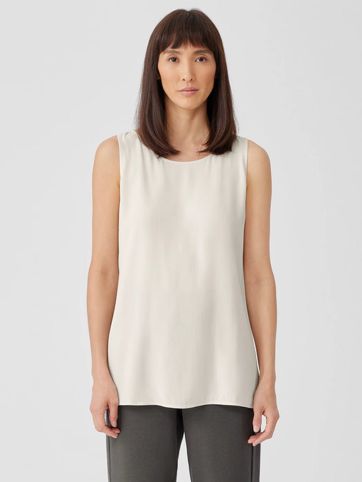 Silk Georgette Crepe&nbsp;Ballet Neck Long Tank
