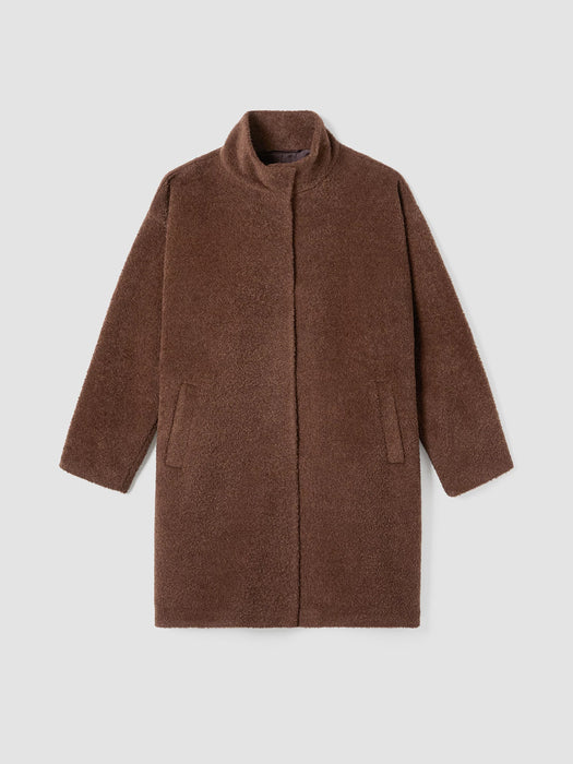 Sheared Suri Alpaca Stand Collar Coat