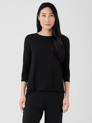 Stretch Jersey Knit Crew Neck Top