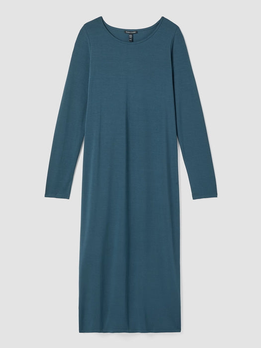 Stretch Jersey Knit Jewel Neck Dress