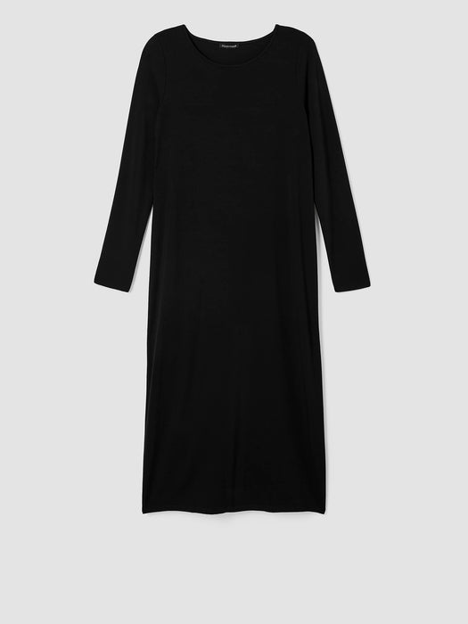 Stretch Jersey Knit Jewel Neck Dress