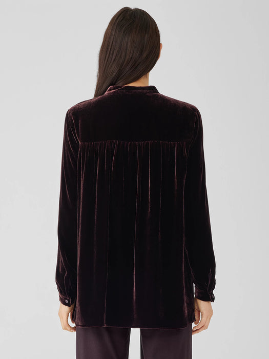 Velvet Band&nbsp;Collar Long Shirt