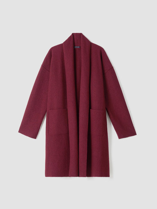 Lightweight Boiled&nbsp;Wool High Collar Coat in Regenerative Wool