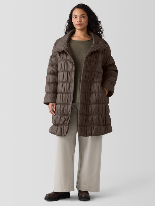 Eggshell Recycled Nylon Stand Collar Coat