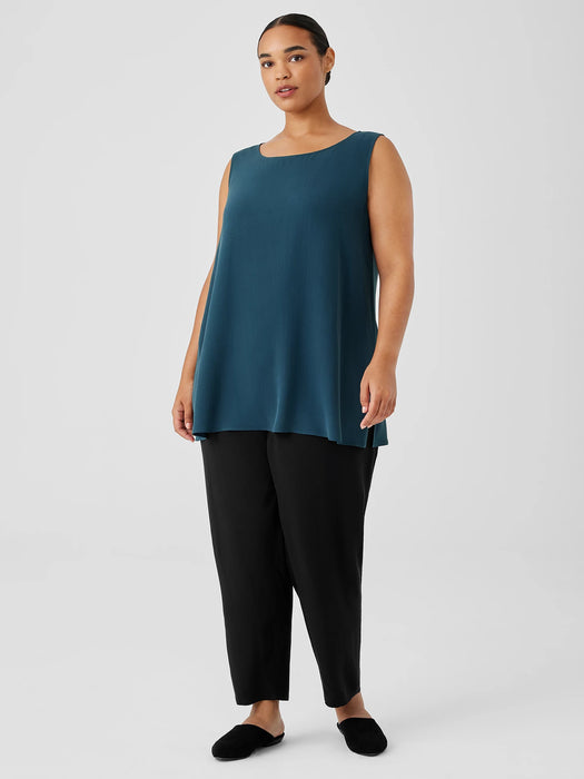Silk Georgette Crepe&nbsp;Ballet Neck Long Tank