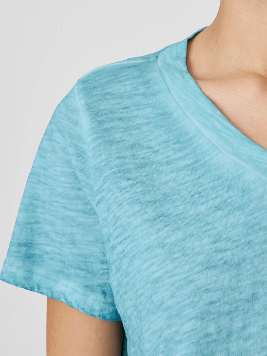 Organic Cotton Hazy Slub V-Neck Tee