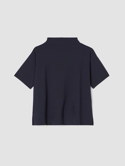 Pima Cotton Stretch Jersey Funnel Neck Top