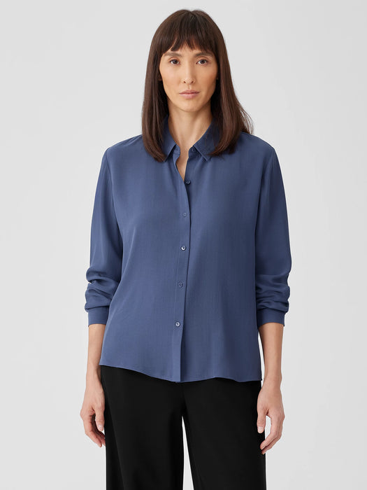 Silk Georgette Crepe Classic Collar Shirt