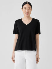 Organic Cotton Slubby Jersey V-Neck Tee