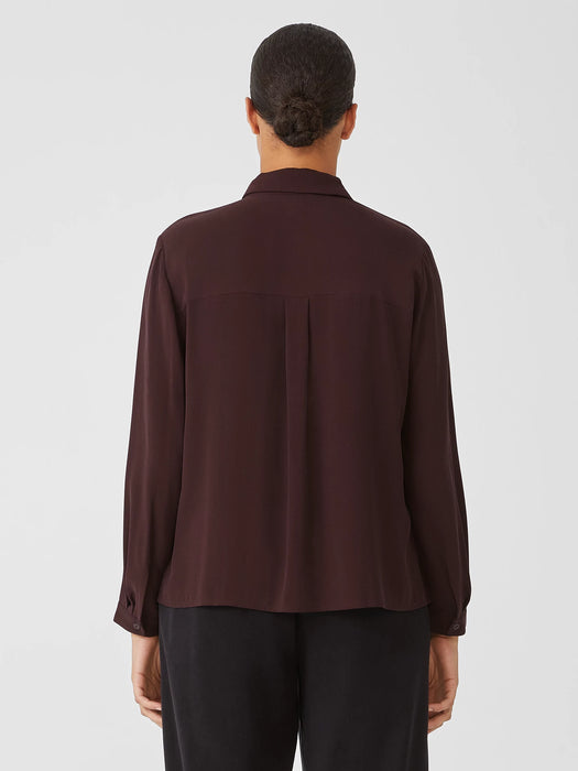 Silk Georgette Crepe Classic Collar Shirt
