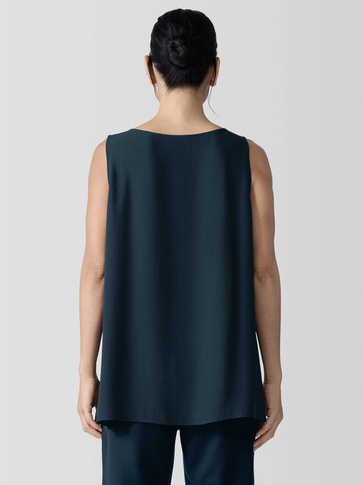 Silk Georgette Crepe&nbsp;Ballet Neck Long Tank