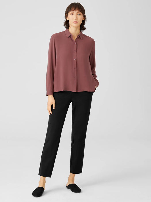 Silk Georgette Crepe Classic Collar Shirt