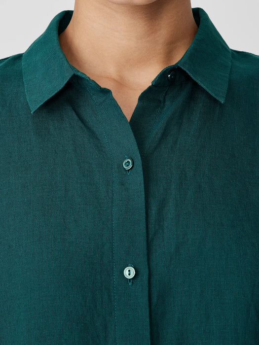 Organic Handkerchief Linen Classic Collar Long Shirt