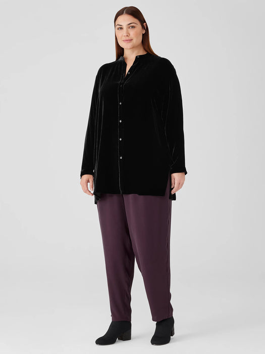 Velvet Band&nbsp;Collar Long Shirt