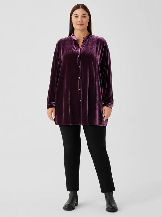 Velvet Band&nbsp;Collar Long Shirt