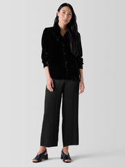 Striated Silk Satin Straight Pant