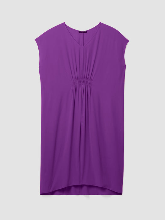 Silk Georgette Crepe V-Neck Dress