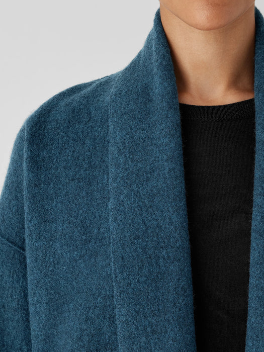 Lightweight Boiled&nbsp;Wool High Collar Coat in Regenerative Wool